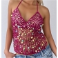 2025 Summer European and American Women's Dopamine Suspender Sequin Sexy Deep V Suspender Top