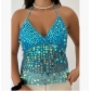 2025 Summer European and American Women's Dopamine Suspender Sequin Sexy Deep V Suspender Top