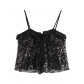 2025 European and American spring new fashion simple versatile casual sequin suspender top