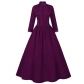 New Halloween medieval dress for women, stand-up collar, large regular hem, retro long dress