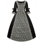 Medieval female court noble ball dress Renaissance lace satin dress