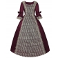 Medieval female court noble ball dress Renaissance lace satin dress