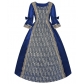 Medieval female court noble ball dress Renaissance lace satin dress