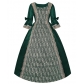Medieval female court noble ball dress Renaissance lace satin dress