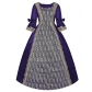 Medieval female court noble ball dress Renaissance lace satin dress