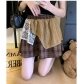 Retro style irregular plaid lace patchwork short skirt women's summer new style wasteland style casual slim A-line skirt