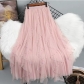 Women's mesh skirt beaded irregular stitching medium-length irregular skirt