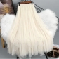 Women's mesh skirt beaded irregular stitching medium-length irregular skirt