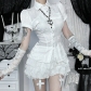 Dark lace patchwork shirt top 2025 new slim lolita lace all-match top