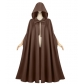 2025 new medieval cloak Halloween hooded robe monk robe solid color cloak wizard two-dimensional
