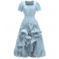 Vintage French Renaissance square neck short sleeve dress medieval cosplay dress
