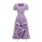 Vintage French Renaissance square neck short sleeve dress medieval cosplay dress