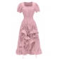 Vintage French Renaissance square neck short sleeve dress medieval cosplay dress