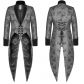 Fashion Men's Gothic Steampunk Tailcoat Jacket Black Brocade Damask Wedding Jacquard Coat