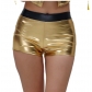 Bright leather stage performance costumes Sexy hot pants hot gold patent leather high waist shorts