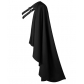 Steampunk Cape Half Shoulder Cloak with Belt Black Cape Cloak Medieval Halloween Costume