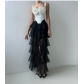 Women's high waist skirt women's long design pile skirt 2025 spring and summer new mesh cake long skirt