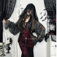 Dark witch season black hooded cardigan 2025 new Halloween gothic style cardigan top