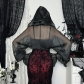 Dark witch season black hooded cardigan 2025 new Halloween gothic style cardigan top