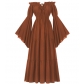 New off-the-shoulder ruffled long-sleeved Renaissance floor-length dress