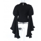 Dark lace patchwork sleeve top 2025 new Gothic Lolita slim fit versatile shirt
