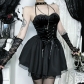Dark hot girl halter neck waist suit 2025 new gothic style cos Halloween suit skirt