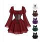 Medieval new puff sleeve dress Halloween new party waist slim palace retro skirt