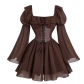 Medieval new puff sleeve dress Halloween new party waist slim palace retro skirt