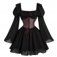 Medieval new puff sleeve dress Halloween new party waist slim palace retro skirt