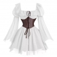 Medieval new puff sleeve dress Halloween new party waist slim palace retro skirt