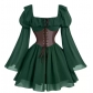 Medieval new puff sleeve dress Halloween new party waist slim palace retro skirt