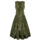 2025 Halloween Costume Medieval Renaissance Court Style Short Sleeve Knit Drawstring Dress Beer Skirt