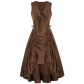 2025 Halloween Costume Medieval Renaissance Court Style Short Sleeve Knit Drawstring Dress Beer Skirt