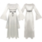 Medieval party maxi dress long sleeves round neck belt irregular women's dress Halloween costume