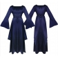 Medieval party maxi dress long sleeves round neck belt irregular women's dress Halloween costume