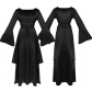 Medieval party maxi dress long sleeves round neck belt irregular women's dress Halloween costume