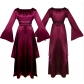 Medieval party maxi dress long sleeves round neck belt irregular women's dress Halloween costume