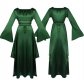 Medieval party maxi dress long sleeves round neck belt irregular women's dress Halloween costume