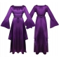 Medieval party maxi dress long sleeves round neck belt irregular women's dress Halloween costume