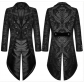 Fashion Men's Gothic Steampunk Tailcoat Jacket Black Brocade Damask Wedding Coat Gothic Style Halloween