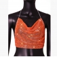 Hot-selling off-the-shoulder European and American suspender style sexy backless slim fit black solid color fishnet rhinestone vest