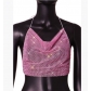 Hot-selling off-the-shoulder European and American suspender style sexy backless slim fit black solid color fishnet rhinestone vest