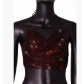Hot-selling off-the-shoulder European and American suspender style sexy backless slim fit black solid color fishnet rhinestone vest