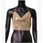 Hot-selling off-the-shoulder European and American suspender style sexy backless slim fit black solid color fishnet rhinestone vest