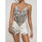 European and American AliExpress cross-border women's clothing new sexy backless metal chain tube top sequin suspenders...