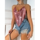 European and American AliExpress cross-border women's clothing new sexy backless metal chain tube top sequin suspenders...