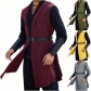 Medieval Renaissance Hooded Cloak Viking Knight Sleeveless Top Halloween Stage Performance Costume