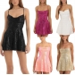 2025 new European and American spring and summer sleeveless dress with suspenders and butterfly sequins mini skirt princess style temperament