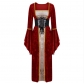 2025 Gold Velvet Trumpet Sleeve Retro Medieval European Court Long Floor-Length Skirt