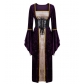 2025 Gold Velvet Trumpet Sleeve Retro Medieval European Court Long Floor-Length Skirt